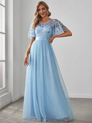 Octavia | A-Line Belted Embroidered Evening Dress Mother of the Bride Outfits