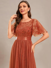 Octavia | A-Line Belted Embroidered Evening Dress Mother of the Bride Outfits