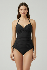 Olive | V-Neck Ruched Side Tankini Top
