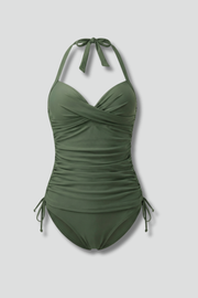 Olive | V-Neck Ruched Side Tankini Top