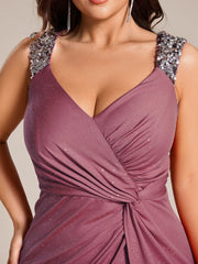 Olympia | Bodycon V-Neck Prom Dress with High Slit