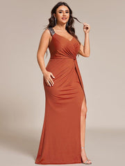 Olympia | Bodycon V-Neck Prom Dress with High Slit