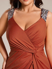 Olympia | Bodycon V-Neck Prom Dress with High Slit