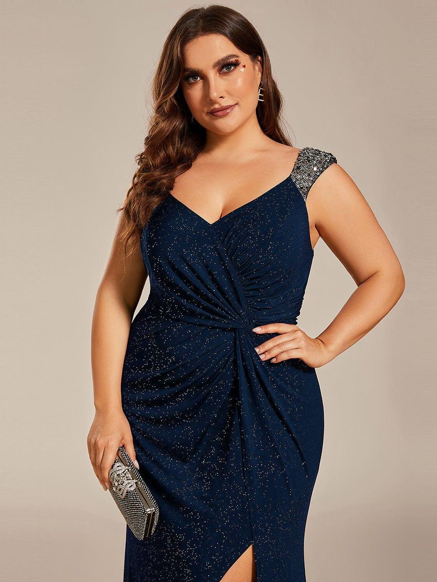 Olympia | Bodycon V-Neck Prom Dress with High Slit