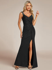 Olympia | Bodycon V-Neck Prom Dress with High Slit