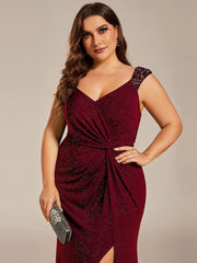 Olympia | Bodycon V-Neck Prom Dress with High Slit