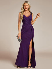Olympia | Bodycon V-Neck Prom Dress with High Slit