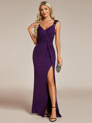 Olympia | Bodycon V-Neck Prom Dress with High Slit