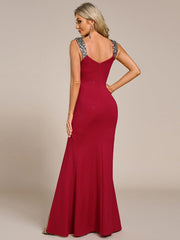 Olympia | Bodycon V-Neck Prom Dress with High Slit