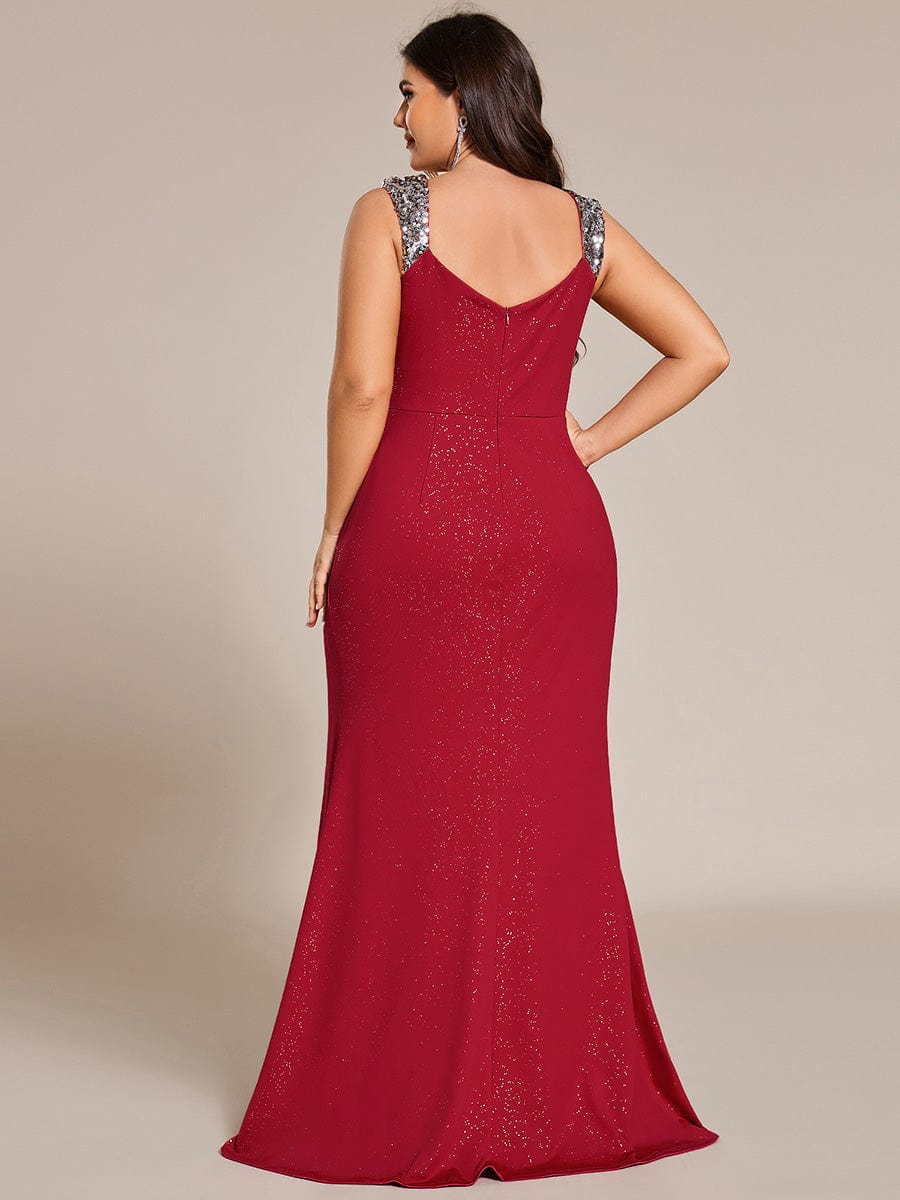 Olympia | Bodycon V-Neck Prom Dress with High Slit