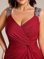 Olympia | Bodycon V-Neck Prom Dress with High Slit