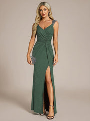 Olympia | Bodycon V-Neck Prom Dress with High Slit