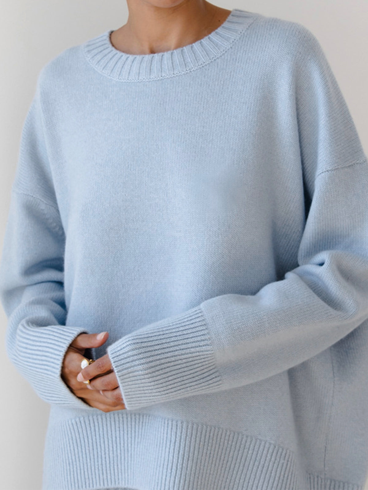 Biruvi | Women’s Oversized Knitwear Sweater Soft Relaxed Fit Crewneck