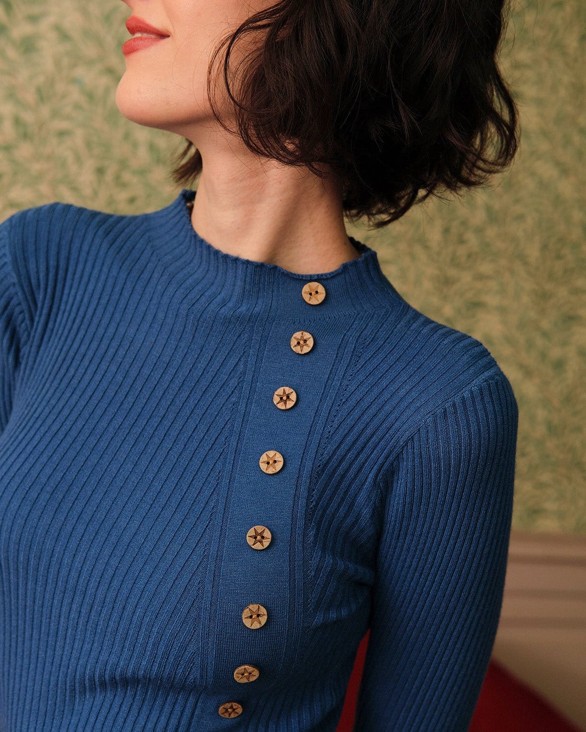 Paige | Slim Fit Ribbed Knit Mock Neck Holiday Top