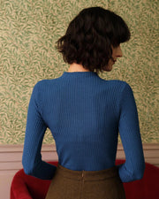 Paige | Slim Fit Ribbed Knit Mock Neck Holiday Top