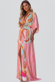 Patricia | V-Neck Belted Printed Maxi Dress