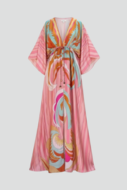 Patricia | V-Neck Belted Printed Maxi Dress