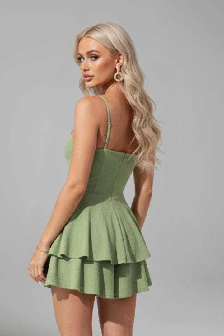 Paulina | Flared Mini Dress With Spaghetti Straps