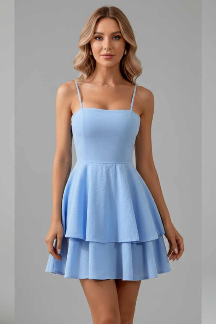Paulina | Flared Mini Dress With Spaghetti Straps