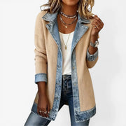 Paulina | Longline Ribbed Knit Contrast Denim Blazer