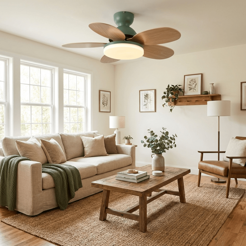 Petalo Design Ceiling Fan Light with Integrated Illumination – Ideal for Living Room or Bedroom
