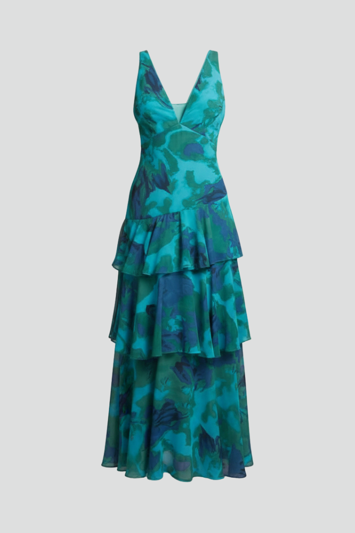 Portia | V-Neck Tiered Maxi Dress