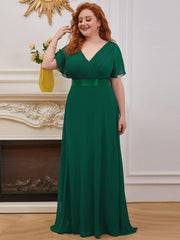 Prudence | Empire Waist Prom Dress with Flutter Sleeves
