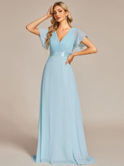 Prudence | Empire Waist Prom Dress with Flutter Sleeves