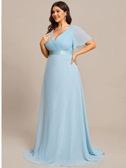 Prudence | Empire Waist Prom Dress with Flutter Sleeves