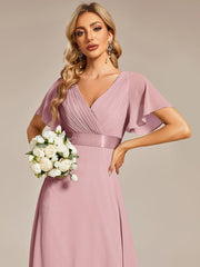 Prudence | Empire Waist Prom Dress with Flutter Sleeves