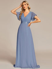 Prudence | Empire Waist Prom Dress with Flutter Sleeves