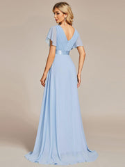 Prudence | Empire Waist Prom Dress with Flutter Sleeves