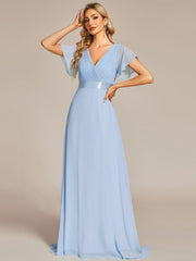 Prudence | Empire Waist Prom Dress with Flutter Sleeves