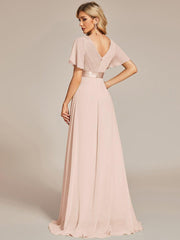 Prudence | Empire Waist Prom Dress with Flutter Sleeves
