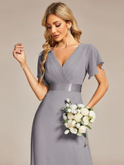Prudence | Empire Waist Prom Dress with Flutter Sleeves