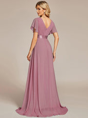Prudence | Empire Waist Prom Dress with Flutter Sleeves