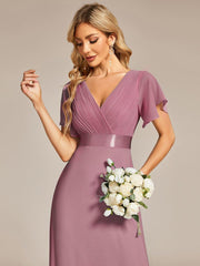 Prudence | Empire Waist Prom Dress with Flutter Sleeves