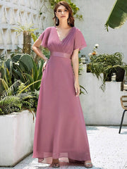 Prudence | Empire Waist Prom Dress with Flutter Sleeves