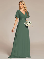 Prudence | Empire Waist Prom Dress with Flutter Sleeves