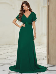 Prudence | Empire Waist Prom Dress with Flutter Sleeves