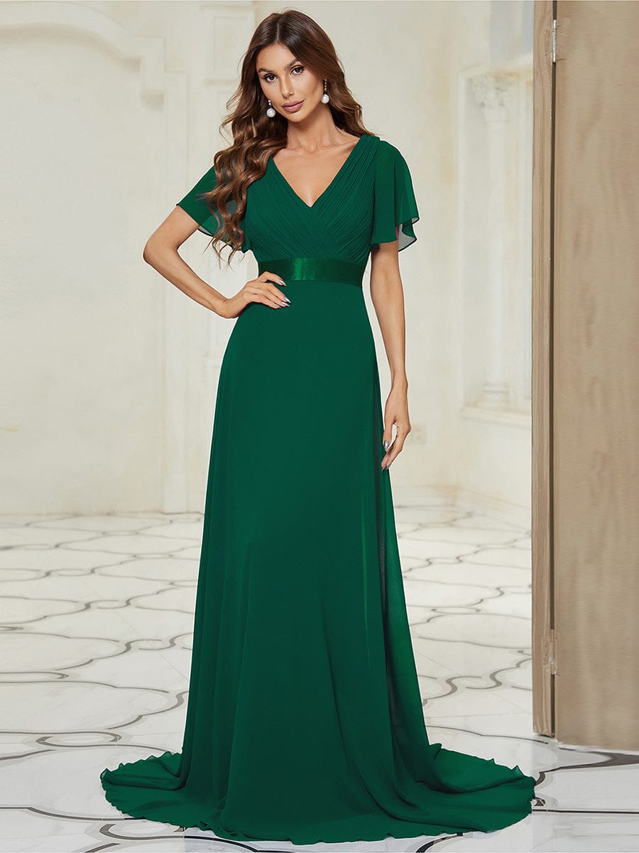 Prudence | Empire Waist Prom Dress with Flutter Sleeves