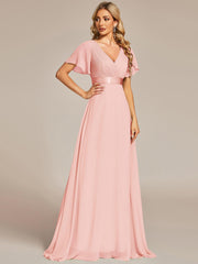 Prudence | Empire Waist Prom Dress with Flutter Sleeves