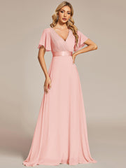 Prudence | Empire Waist Prom Dress with Flutter Sleeves