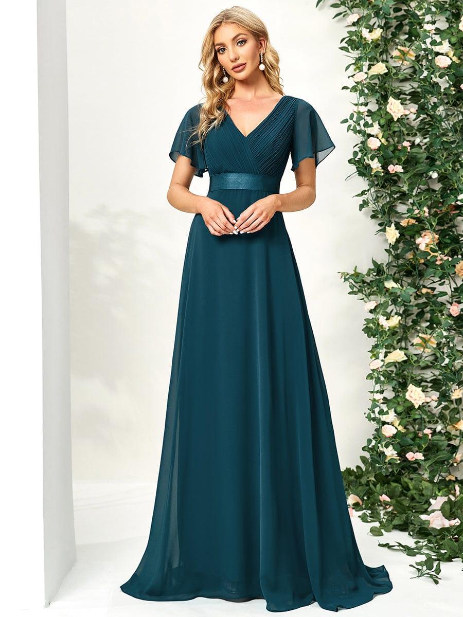 Prudence | Empire Waist Prom Dress with Flutter Sleeves