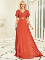 Prudence | Empire Waist Prom Dress with Flutter Sleeves