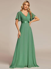 Prudence | Empire Waist Prom Dress with Flutter Sleeves