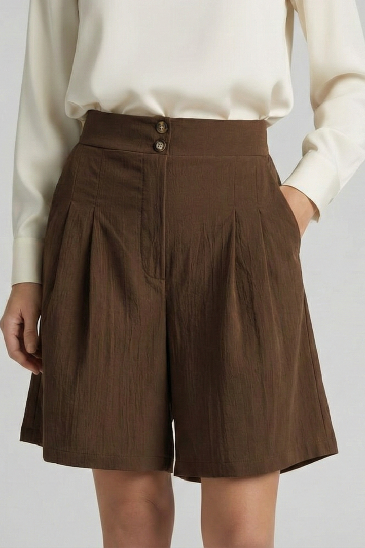 Quinn | High Waist Pleated Tailored Shorts