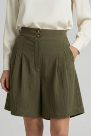 Quinn | High Waist Pleated Tailored Shorts