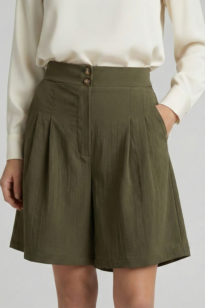 Quinn | High Waist Pleated Tailored Shorts