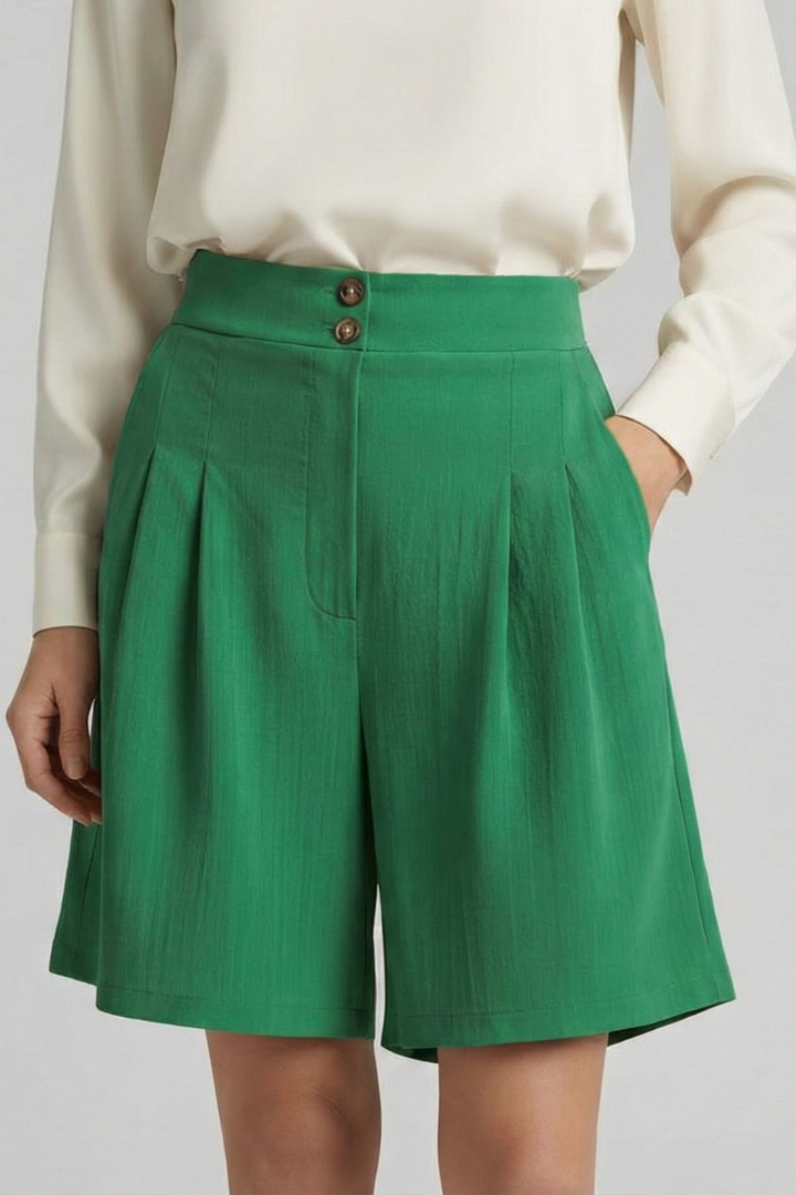 Quinn | High Waist Pleated Tailored Shorts